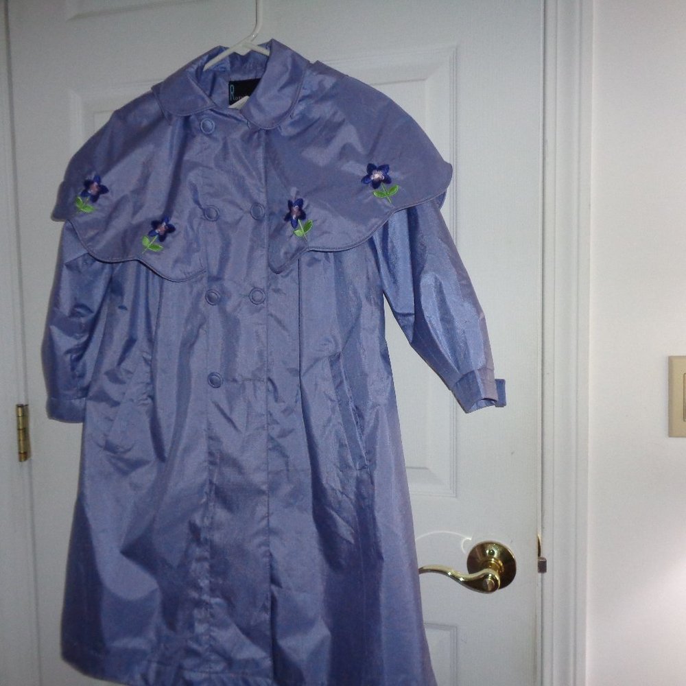 GIRL'S VINTAGE ROTHCHILD FLORAL JHOODED TRENCH COAT SIZE 8, LAVENDER